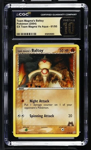 CGC 10 Pristine Team Magma's Baltoy 61/95 EX Team Magma Vs Aqua Pokemon