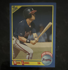 Score 1990 Score Mark Lemke Rookie #593 Atlanta Braves MLB Baseball Card. rookie card picture