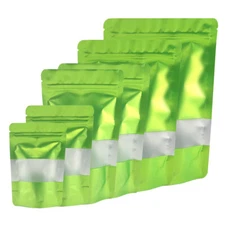 Green Mylar Bags Food Safe Storage Smell Proof Stand Up Bag With Plastic Window