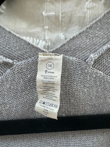 Ivivva Lululemon Girls Cardigan Sweater Grey Pink Size 14 - Picture 3 of 3