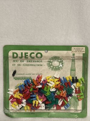 Vint 1970s Djeco Braiding & Construction Multicolored Plastic Stackable Pieces