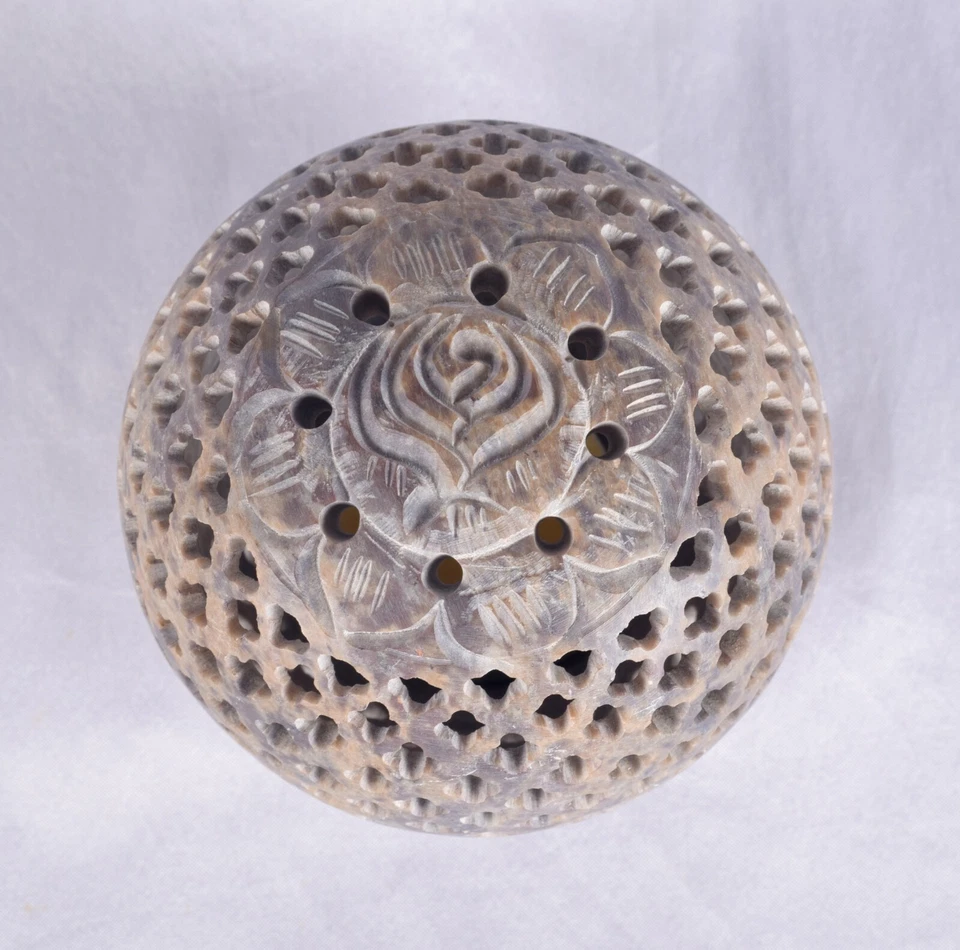 Candelabro vintage Tealight hecho a mano vela de piedra decoración del hogar hecho en la India Foto 3 de 4