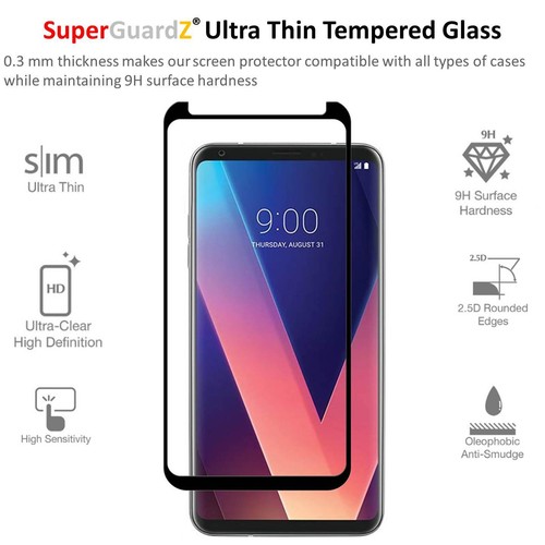 LG V30 / LG V30+ SuperGuardZ FULL COVER Tempered Glass Screen Protector Guard - Picture 3 of 10