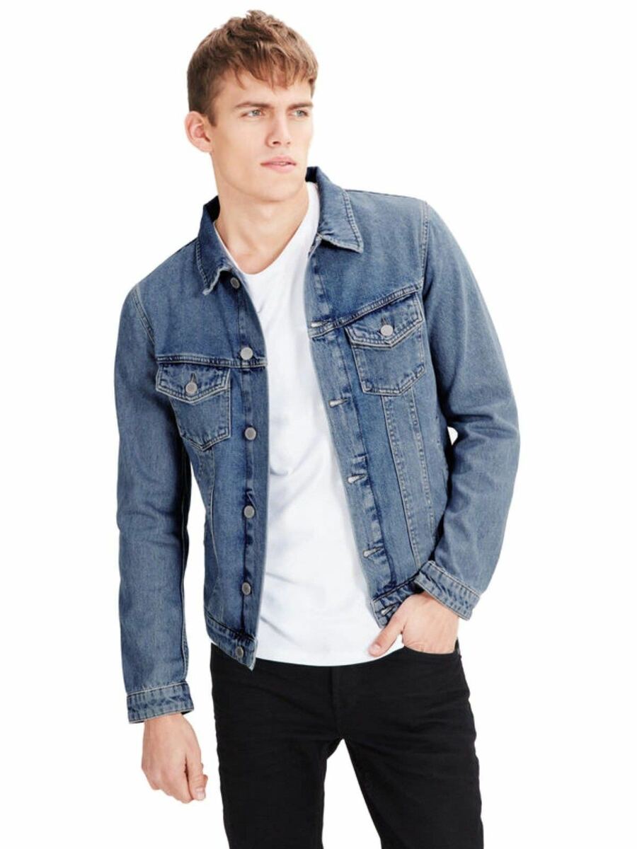 Mens Denim Jacket Jack & Jones Distressed Classic Western Mens Denim Jacket Jack & Jones Distressed Classic Western