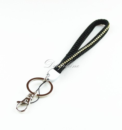 Multi color Wristlet Braided Leather with rhinestone Weave Key Fob Key chain - Picture 5 of 11