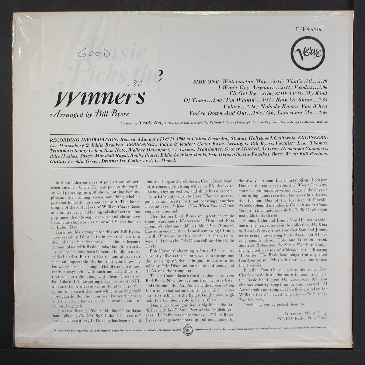 COUNT BASIE: basie picks the winners VERVE 12