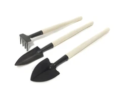 Mini Gardening Tools Set of Three - Rake- Shovel- Spade - Metal & Wood-NEW