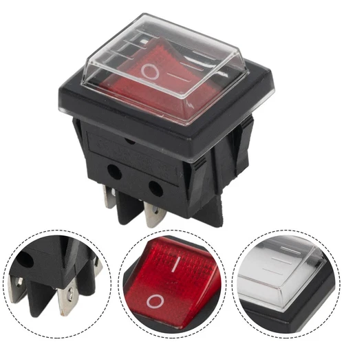 RED/2 Position 4 Pins Switch POWER PUMP ON OFF Illuminated Rocker Switch
