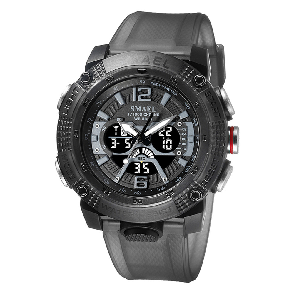 SMAEL Sport Watch Men Digital Stopwatch LED Light Alarm Watches