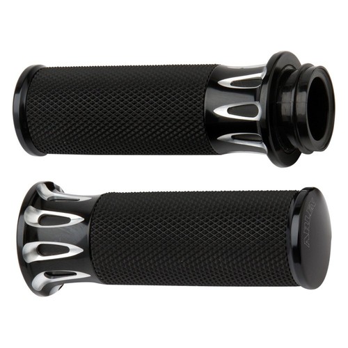 Arlen Ness - 07-317 - Fusion Series Grips, Deep Cut - Black