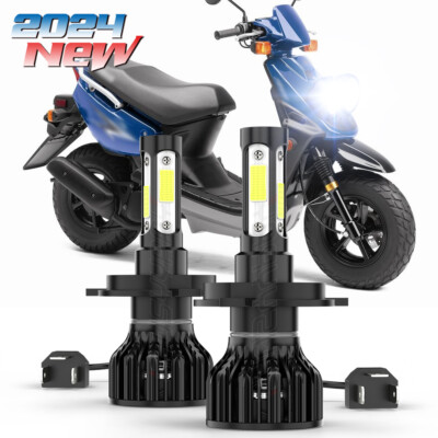 Pair High Power LED Headlight H4 Bulbs 6000K White for Yamaha Zuma 2002-2015