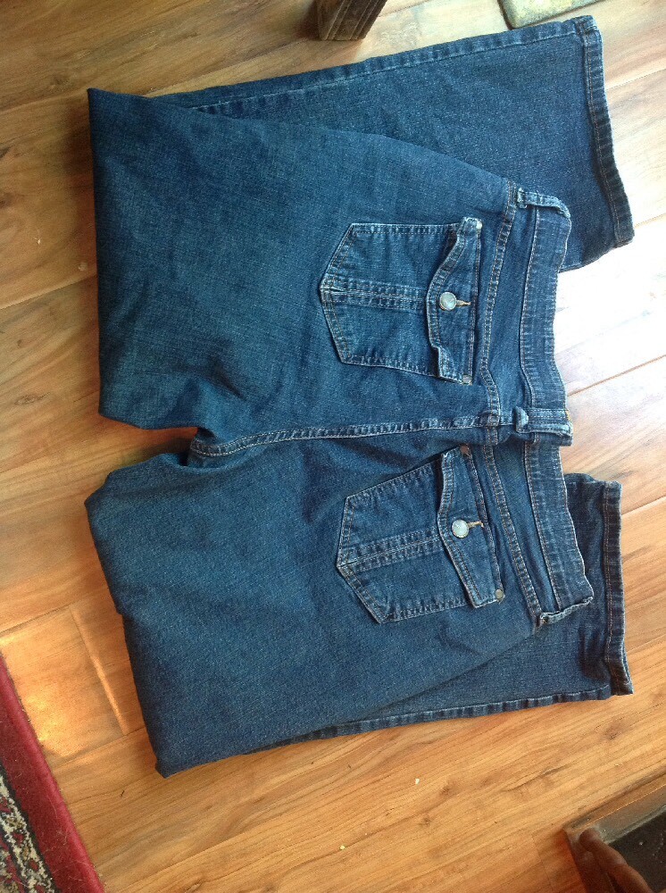Jean Femme Lee The Most Comfortable Taille 18P (34x28) Bootcut Clouté Délavé Foncé - Occasion Très Bon état