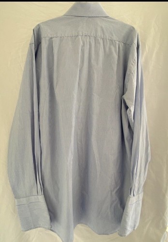 Aquascutum Mens Blue White Stripe Two Fold Cotton Shirt 16" 40CMS Long Sleeve - Picture 11 of 11