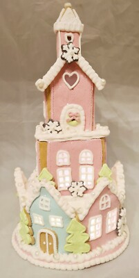 Gingerbread XL Round Cake 3 Story House LED Light Up Clay-dough 15'' Gerson