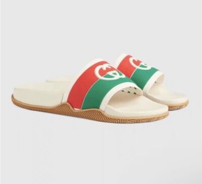 Gucci GG Interlocking Logo Rubber Sandals Slides Slip On Shoes