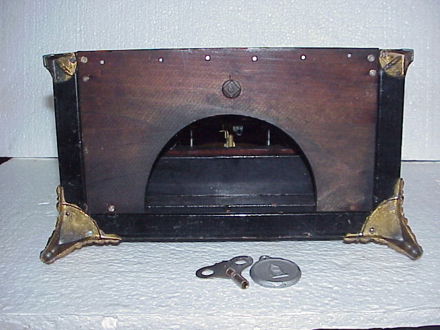 Vintage Small Ingraham 8 Day T&S Black Mantle Clock parts repair B