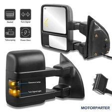 Power Heated Smoke Light Tow Mirrors For 2008-2016 Ford F250 F350 450 Super Duty