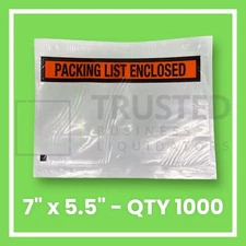 Packing List Envelopes Invoice Enclosed Self-Adhesive Pouches 7"x5.5" - QTY 1000