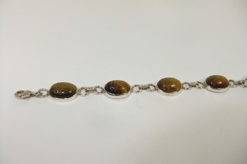 Pulsera ojo de tigre escarabajo plata de ley 925 - Imagen 4 de 17
