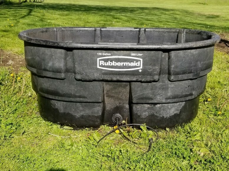 150 Gallon Rubbermaid Stock Tank & Custom OOAK Drain Plug Water Heater