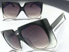 OVERSIZED Classic Funky Vintage Retro Style SUNGLASSES Large Square Gray Frame
