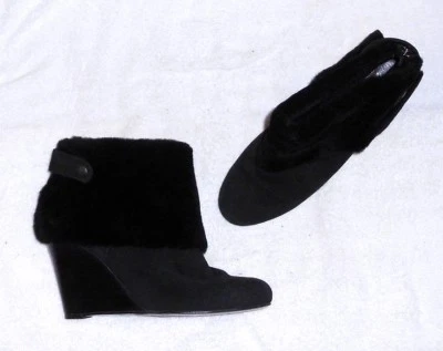 MINELLI bottines zippées compensées cuir daim noir P 39 ½ TBE - Photo 1/4