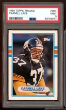 Carnell Lake Card 1989 Topps Traded #80T PSA 9
