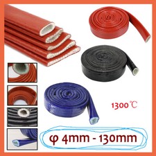 Silicone / Fibreglass Fire Sleeving Protective Heat Shield Sleeve Black Red Blue