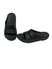 OOFOS Sandals Mens Size 9 Womens 11 Ooahh Black Recovery Comfort Slip On Slides