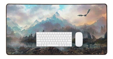 ?Skyrim Desk Mat - Dragon Mountain, 80x40cm/31in x 15in, Desk Pad, deskmat merch