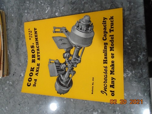 COOK BROS 3RD AXLE ATTACHMENT  SALES BROCHURE VINTAGE TRUCKS 1950'S 
