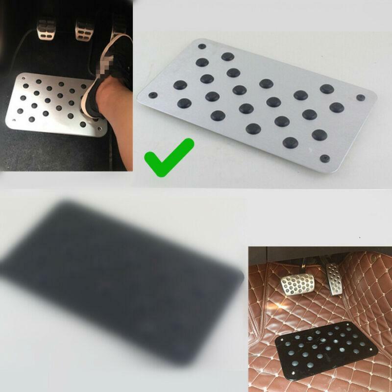 Aluminum Car Floor Carpet Mat Patch Heel Scuff Plate Foot Rest Pedal Pad 28*16cm