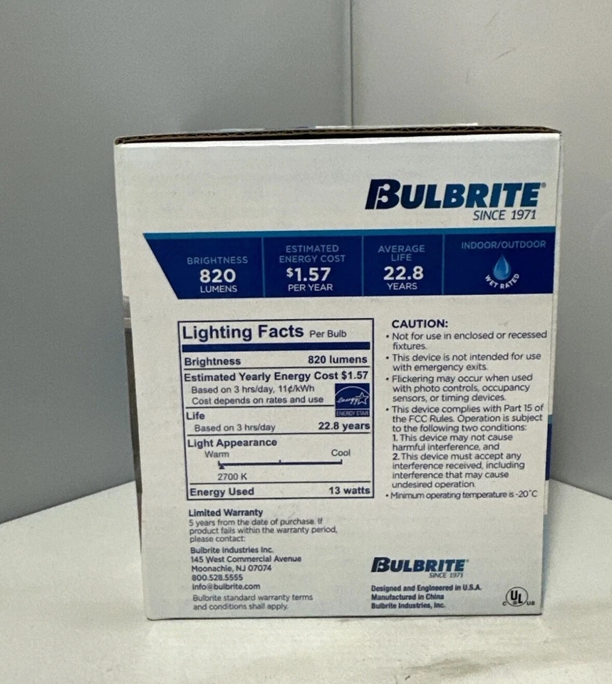 BULBRITE LED PLUS LIGHT BULB PAR30 LONG NECK INDOOR/OUTDOOR 13W WARM WHITE - Image 2 of 3