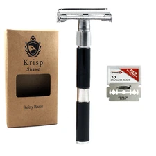 LONG HANDLED DOUBLE EDGE BUTTERFLY OPEN SAFETY RAZOR FOR MEN WOMEN IN GIFT BOX