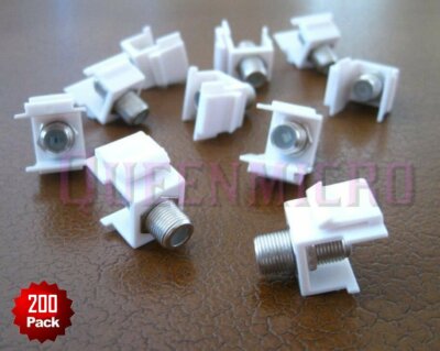 200 x F type Insert Keystone Modular Jack Cable Coaxial Coax Connector Adapter