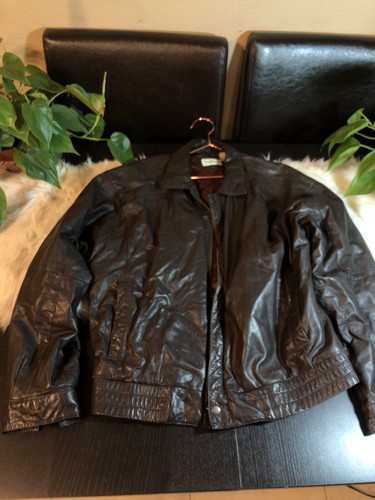 Vtg.FOUR WINDS  Mens Soft Brown Leather Bomber Flight Jacket Blend Lining L