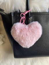 Pink Heart Pom Pom Keychain Bag Charm Clip To Purse Christmas Gift New