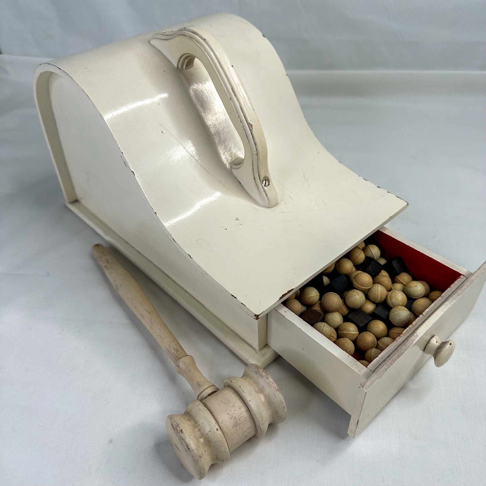 Vintage Masonic Wooden Ballot Box w/ Marbles & Gavel Free Masons Ihling Bros