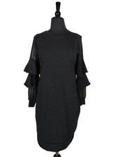Asos Black Tiered Sheer Sleeve Stretch Shift Dress Size 2