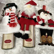 Lot of 3 St. Nicholas Square  Felt Christmas Holiday Wine Bottle Covers NWT