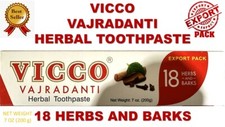 3 Pack VICCO VAJRADANTI Ayurvedic Herbal Toothpaste 200g/7oz EXPORT PACK 3 PACK 1.33 per gallon