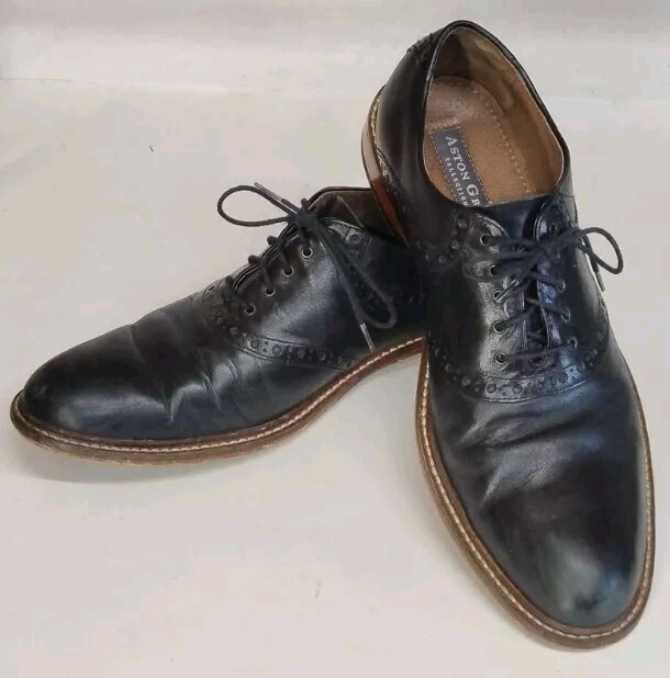 SAOLA Scarpa elegante uomo Aston grigia in pelle nera punta a cappuccio stringata taglia 10 Tokyo