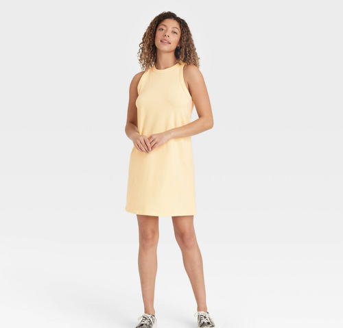 Women's Knit Tank Dress - A New Day Light Yellow M