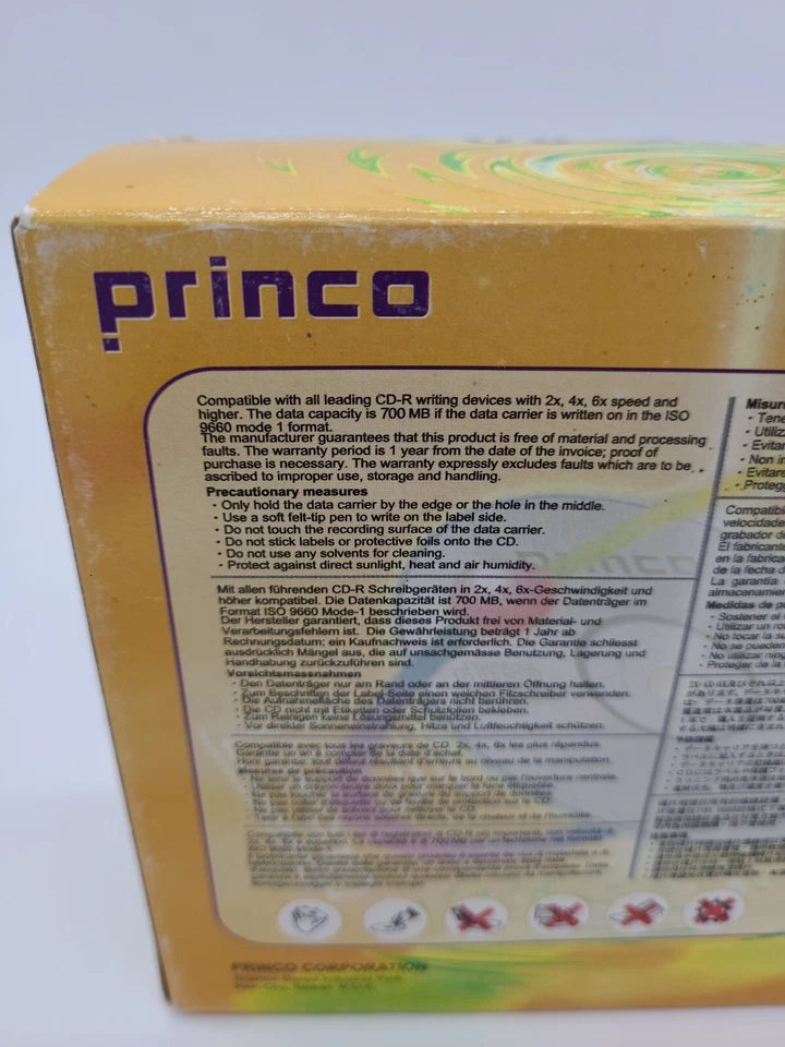 Princo CD-R 80 Minute Recordable CD-R 10 Disc Factory sealed New NOS - Image 4 of 4