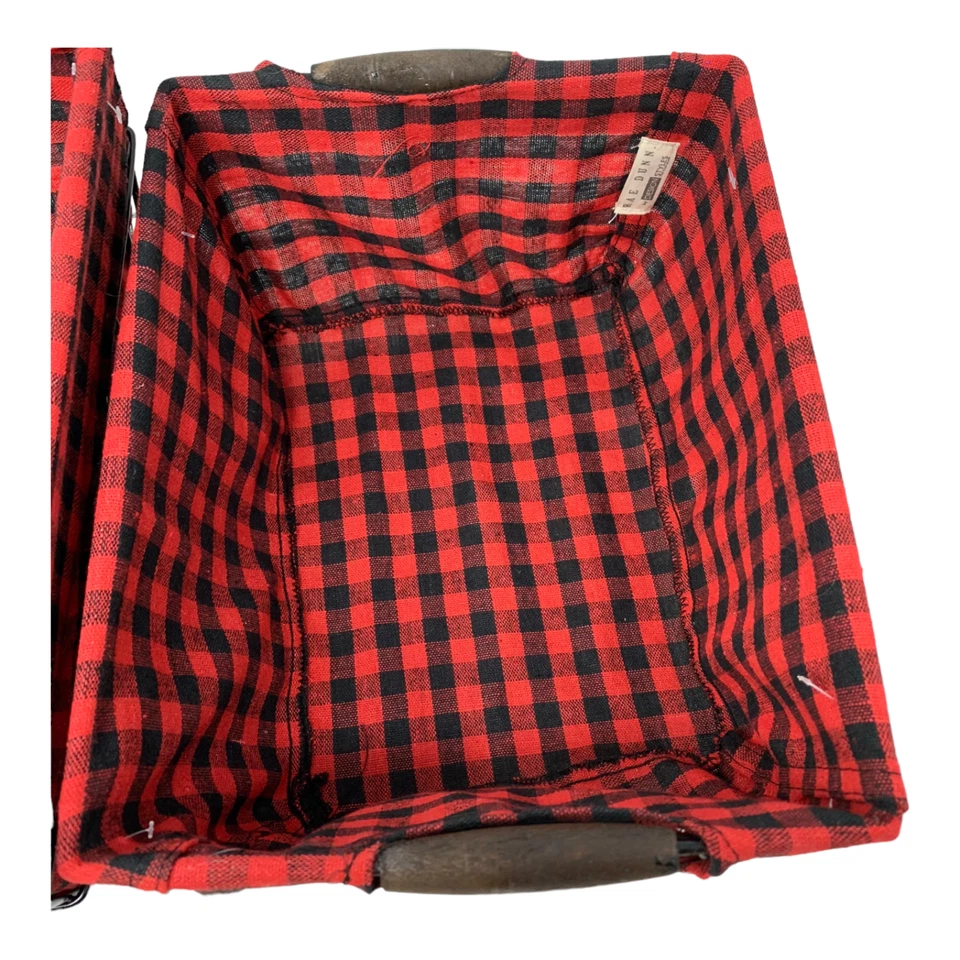 Rae Dunn Christmas Holiday Basket Set Home Gift Caddy Snacks Organize Red Check - Image 4 of 4