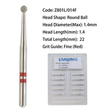 Multi-Use Zirconia Cutting Diamond Burs Round Ball FG Z801L/014F Fine Dental