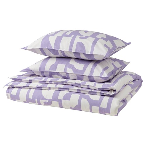 IKEA BERGHEMLOCK DUVET COVER AND TWO PILLOWCASES 240x220/50x60 CM 00554651 LILAC