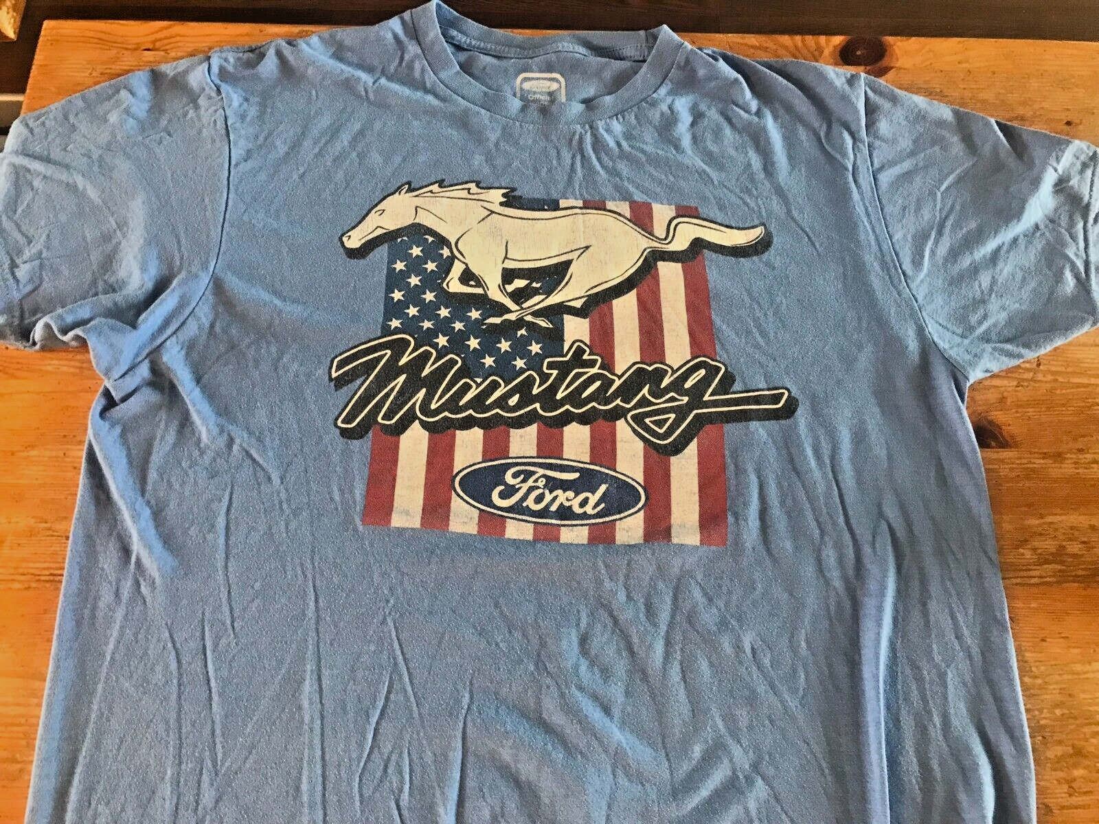 PONY T Shirt Ford Mustang Adulto Large L Tee Licenza Ufficiale USA Bandiera Americana