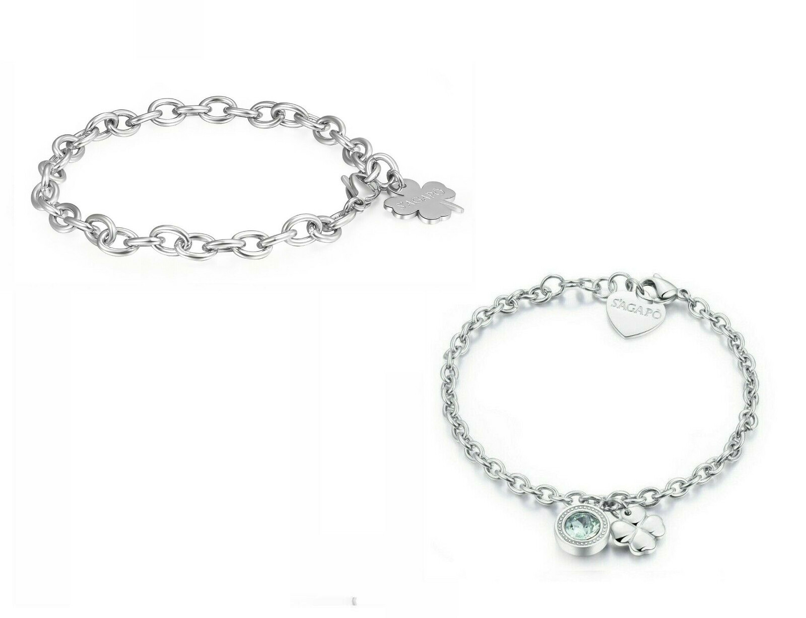 Sagapo Bracciali Acciaio Donna Quadrifoglio SHAC56 SKT12 S'agapo