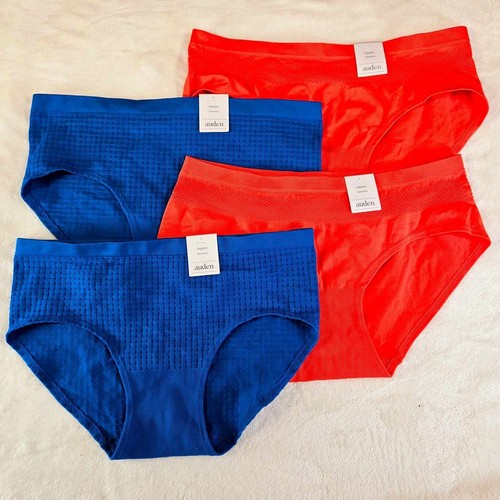 Auden 4pk Seamless Hipster Underwear Womens Large Stretch Orange/Blue